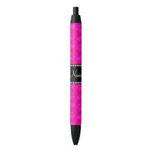 Personalized name neon hot pink hearts and paws black ink pen
