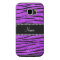 Personalized name neon purple glitter zebra stripe