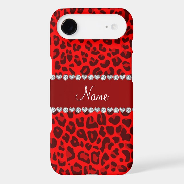 Personalized name neon red leopard pattern Case-Mate iPhone case (Back)