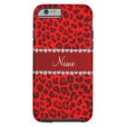 Personalized name neon red leopard pattern