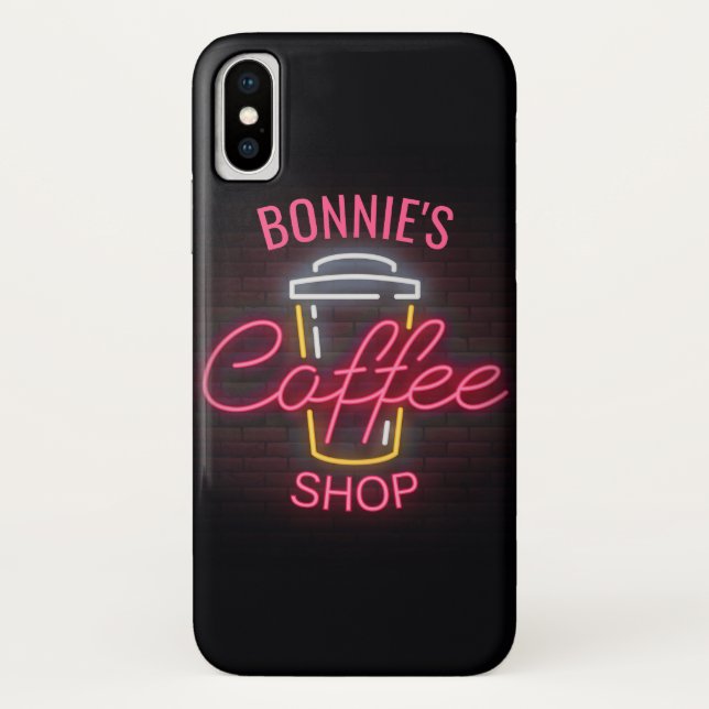 Personalized NAME Neon Style Coffee Shop Custom Case-Mate iPhone Case (Back)