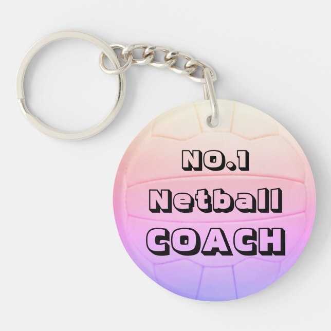 Personalized Name Netball Coach Keychain (Front)