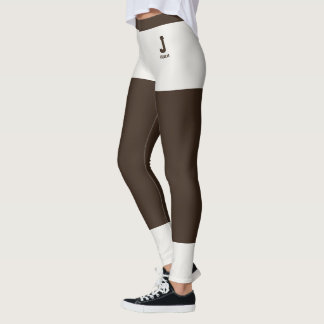 Personalized Name Neutral Dark Espresso Monogram Leggings