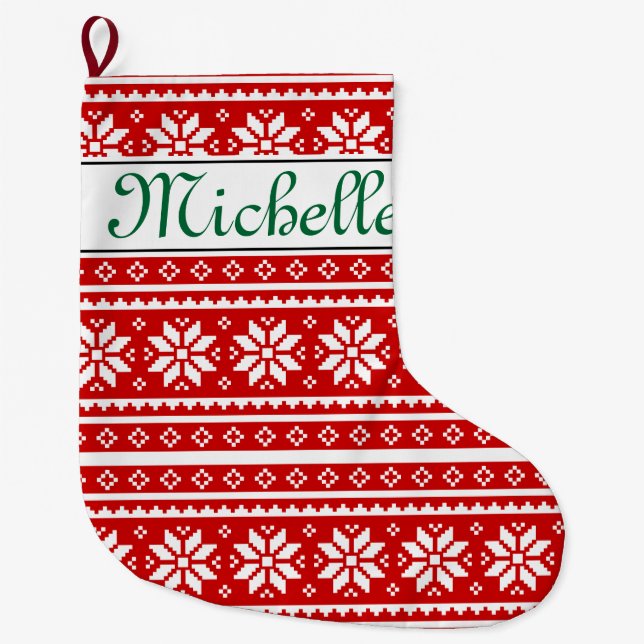 Personalized name nordic Christmas stocking (Front)