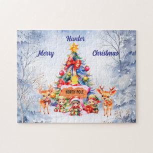 Personalized name North Pole Jigsaw Puzzle