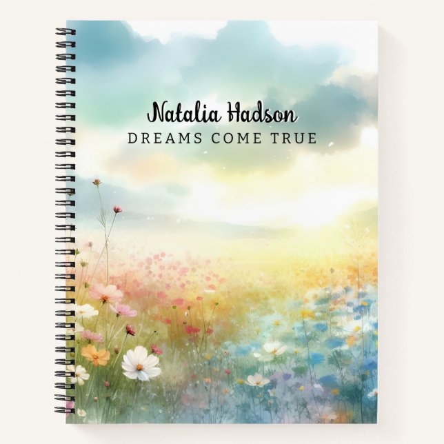 Personalized Name Notebook Beautiful Flowers  (Front)