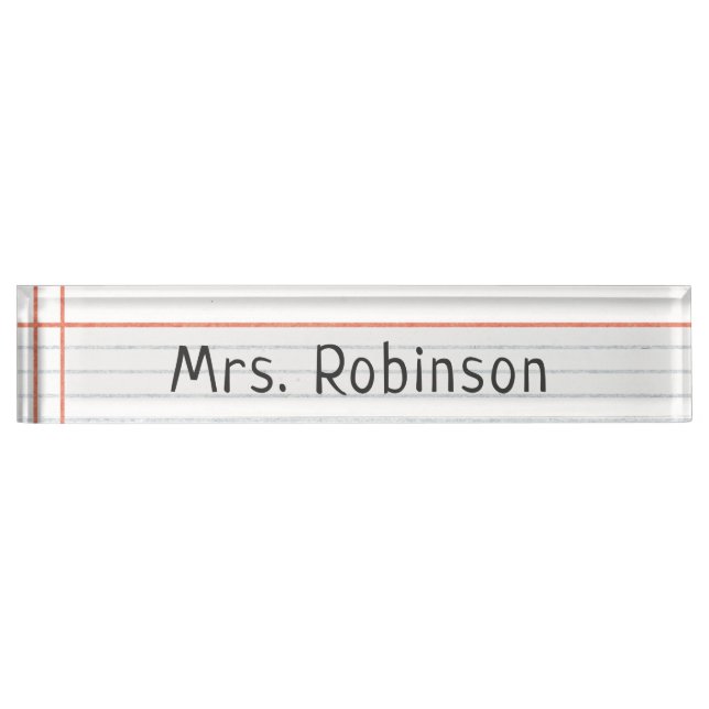 Personalized Name Notebook Paper Teacher Nameplate (Front)