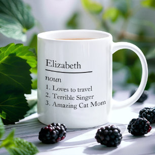 Personalized Name & Noun Definition Simple Minimal Coffee Mug