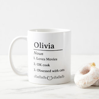 Personalized Name Noun Definition With Cats Coffee Mug