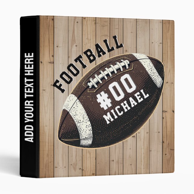 Personalized Name & Number American football Wood  Binder (Front/Spine)