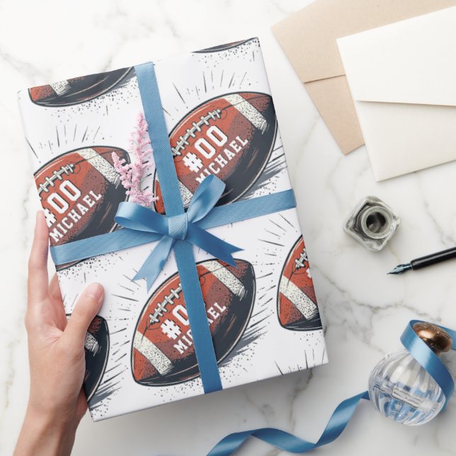 Personalized Name & Number American football Wrapping Paper (Gifting)