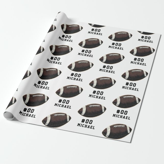 Personalized Name & Number American football       Wrapping Paper (Unrolled)