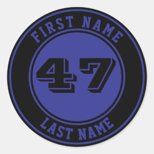 Personalized Name & Number Baseball Bat Knob Classic Round Sticker