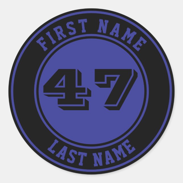 Personalized Name & Number Baseball Bat Knob Classic Round Sticker (Front)