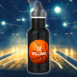 Personalized Name Number Basketball 532 Ml Water Bottle<br><div class="desc">Personalized name and team number basketball gift. Designed by Thisisnotme©</div>