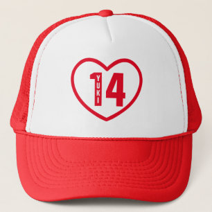 Personalized Name, Number, Colours. Yuki 14 Heart Trucker Hat
