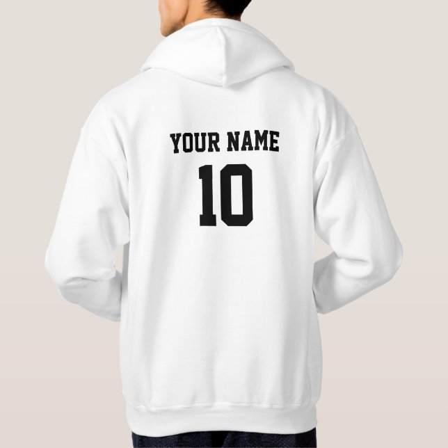 Personalized Name Number Front Back black white Hoodie (Back)