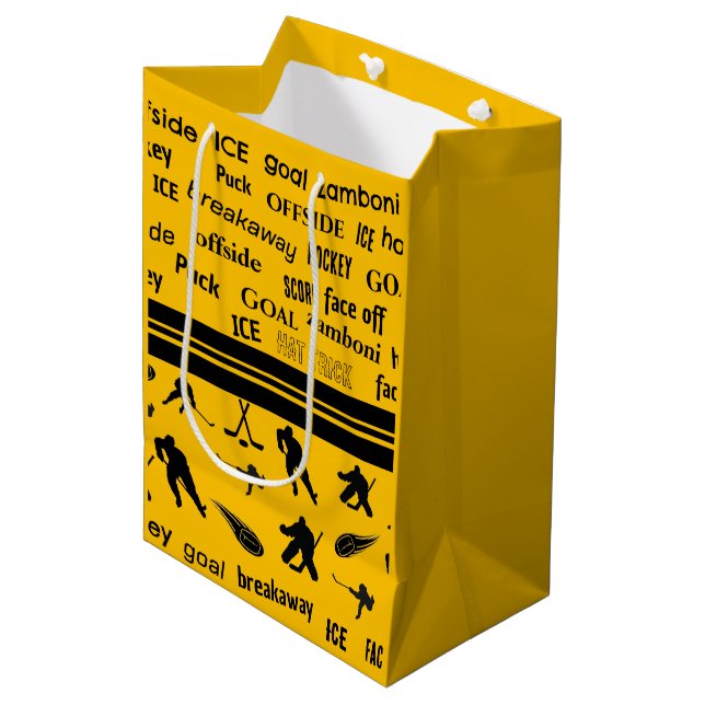 Personalized Name Number Hockey Gift Bag (Front Angled)