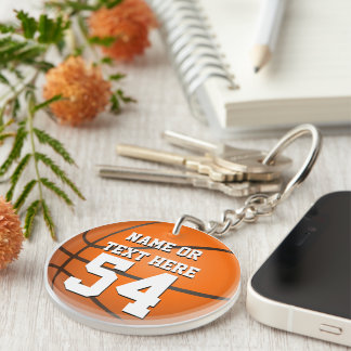 Personalized Name Number Kid's Basketball Keychain