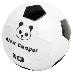 Personalized Name Number Smiling panda Soccer Ball