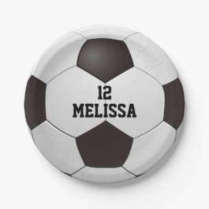 Personalized Name Number Soccer Ball Paper Plate