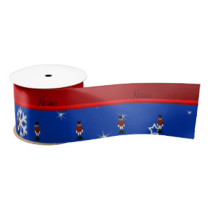 Personalized name nutcracker blue snowflakes satin ribbon
