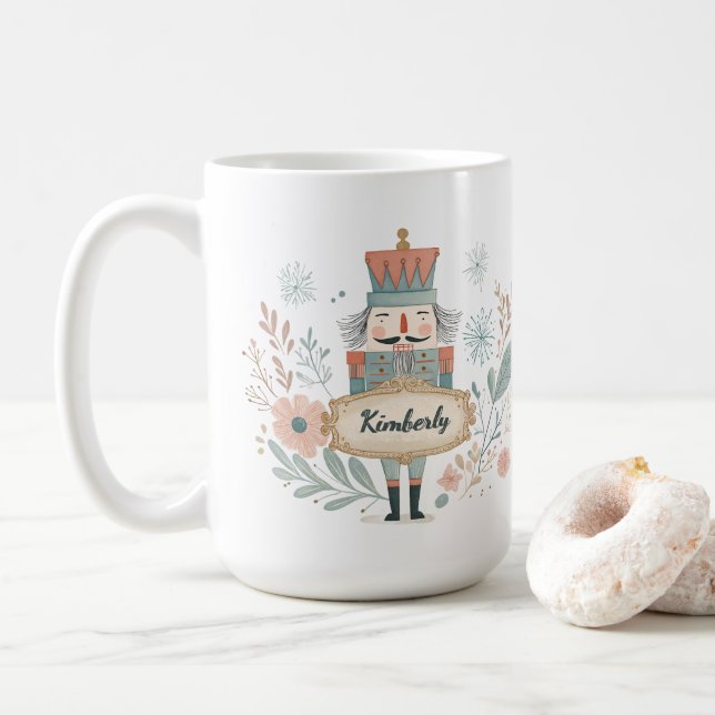 Personalized Name Nutcracker Christmas Coffee Mug (With Donut)