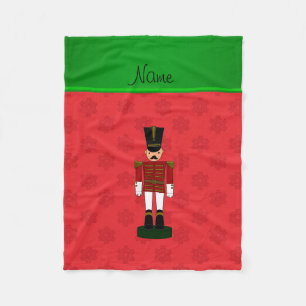 Personalized name nutcracker red snowflakes fleece blanket