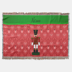 Personalized name nutcracker red snowman trellis throw blanket