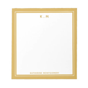 Personalized Name Ochre White Elegant Minimalistic Notepad