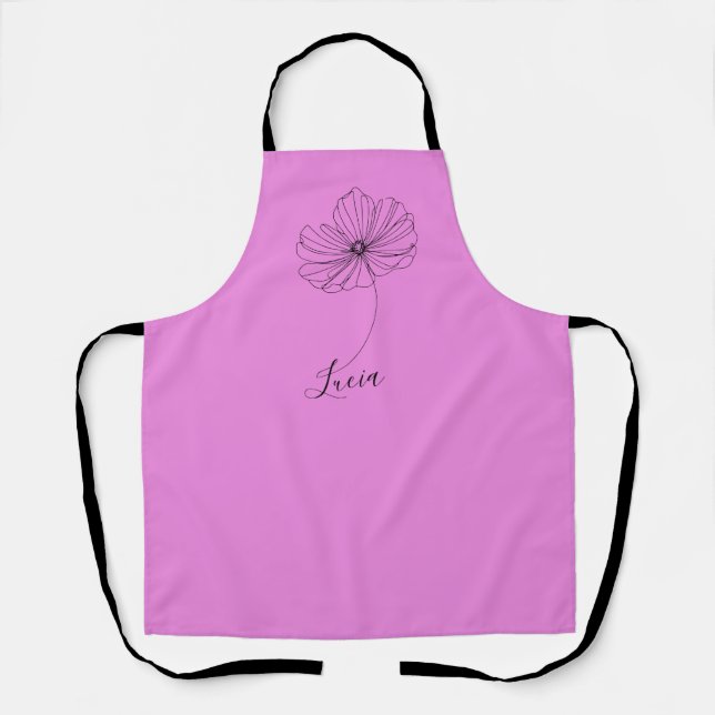 Personalized Name October Cosmos Birth Flower Gift Apron (Front)