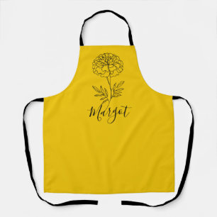 Personalized Name October Marigold Birth Flower Apron