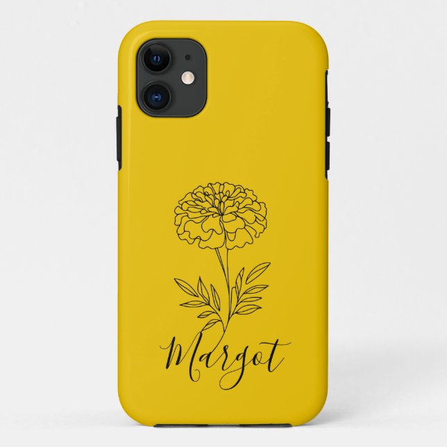 Personalized Name October Marigold Birth Flower  Case-Mate iPhone Case (Back)
