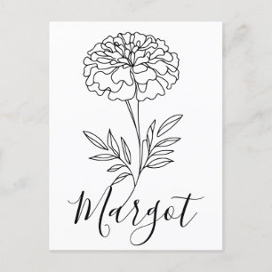 Personalized Name October Marigold Birth Flower  Postcard