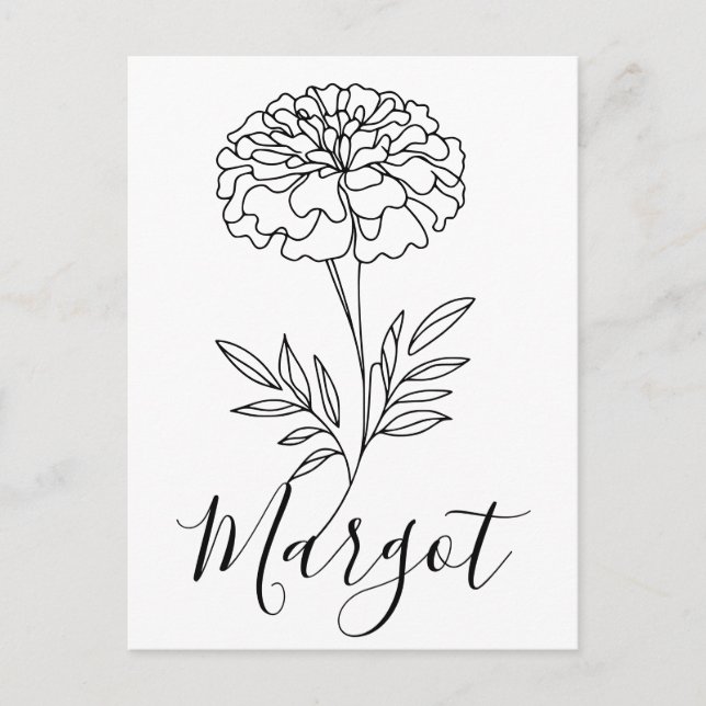 Personalized Name October Marigold Birth Flower  Postcard (Front)