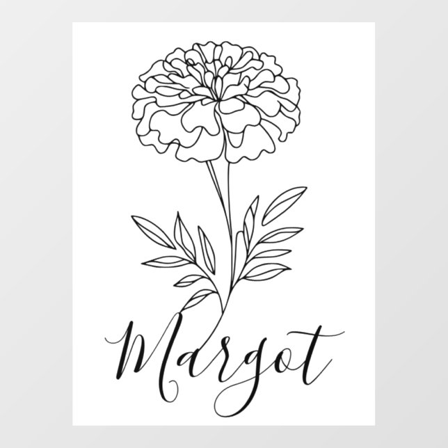 Personalized Name October Marigold Birth Flower  Window Cling (Sheet)