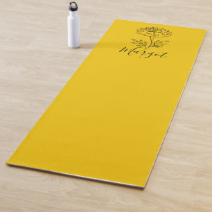 Personalized Name October Marigold Birth Flower  Yoga Mat