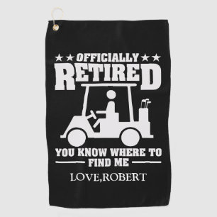 Personalized Name Officially Retired Gift Golf Dad Towel