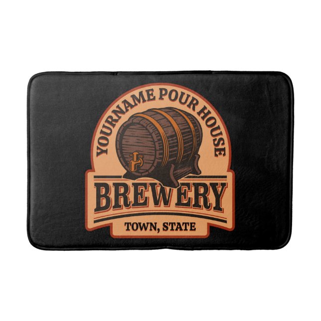 Personalized NAME Old Oak Barrel Beer Keg Brewery Bath Mat (Front)