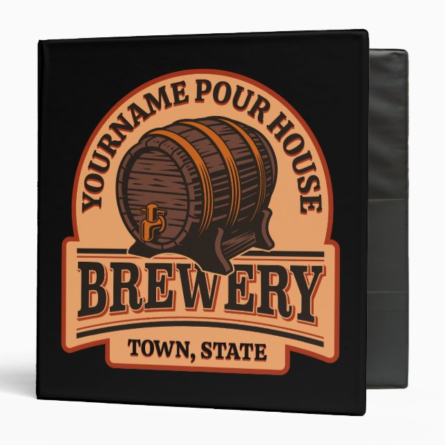 Personalized NAME Old Oak Barrel Beer Keg Brewery  Binder (Front/Inside)