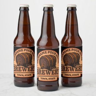 Personalized NAME Old Oak Barrel Beer Keg Brewery Bottle Label