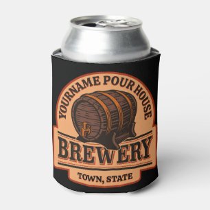 Personalized NAME Old Oak Barrel Beer Keg Brewery Can Cooler
