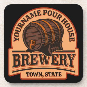 Personalized NAME Old Oak Barrel Beer Keg Brewery Coaster