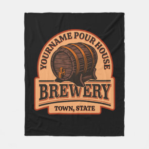 Personalized NAME Old Oak Barrel Beer Keg Brewery  Fleece Blanket