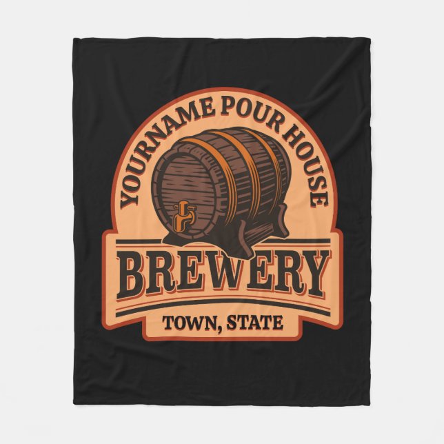 Personalized NAME Old Oak Barrel Beer Keg Brewery  Fleece Blanket (Front)