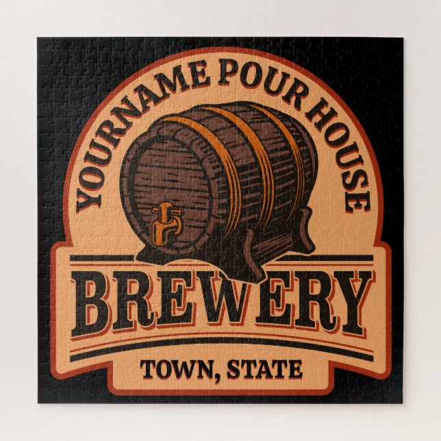 Personalized NAME Old Oak Barrel Beer Keg Brewery Jigsaw Puzzle (Vertical)