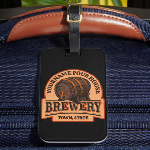 Personalized NAME Old Oak Barrel Beer Keg Brewery  Luggage Tag