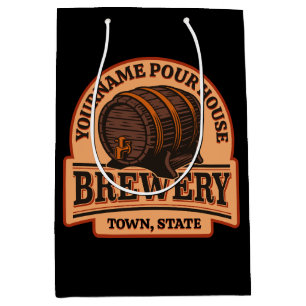 Personalized NAME Old Oak Barrel Beer Keg Brewery Medium Gift Bag