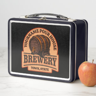 Personalized NAME Old Oak Barrel Beer Keg Brewery Metal Lunch Box