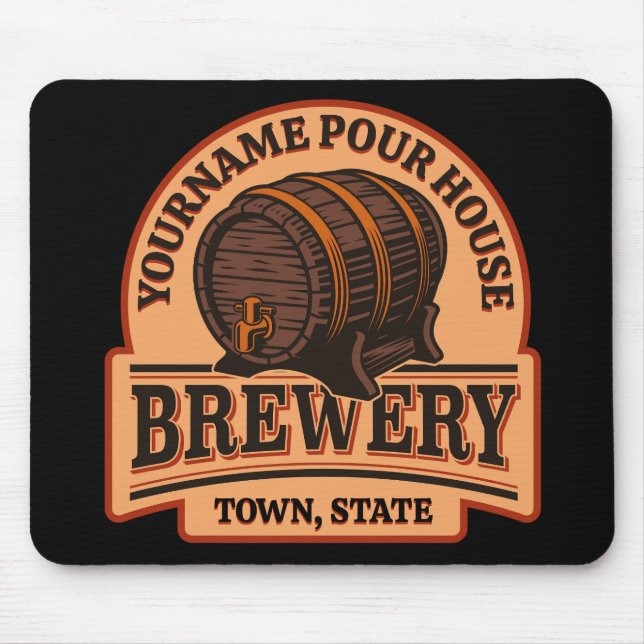 Personalized NAME Old Oak Barrel Beer Keg Brewery  Mouse Pad (Front)